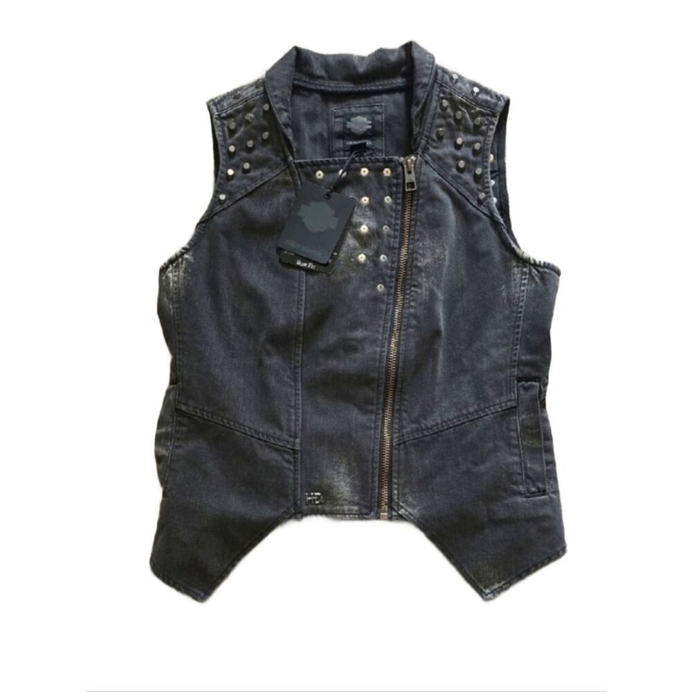Harley-Davidson Denim Studded Women's Motorcycle Vest